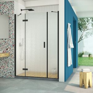 Душевая дверь Vegas Glass AFP-F Retta 150 02М 02 L профиль черный матовый, стекло шиншилла. Размер регулировки 147,5-151,5 см.