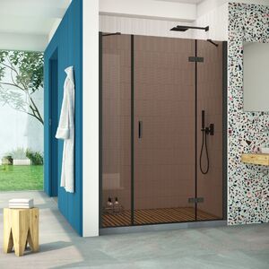 Душевая дверь Vegas Glass AFP-F Retta 150 02М 05 R профиль черный матовый, стекло бронза. Размер регулировки 147,5-151,5 см.