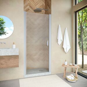 Душевая дверь Vegas Glass ЕР NOVO h2000 85 07 Moru профиль матовый хром, стекло Moru. Размер регулировки 82,5-87,5 см.