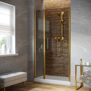 Душевая дверь Vegas Glass EP-F-1 LUX 125 09 07 L профиль золото глянцевое, стекло графит. Размер регулировки 124-127 см.
