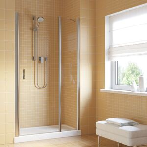 Душевая дверь Vegas Glass EP-F-1 LUX 130 08 crystalvision R профиль глянцевый хром, стекло crystalvision. Размер регулировки 129-132 см.