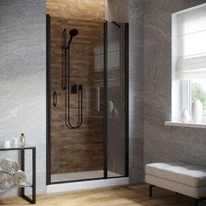 Душевая дверь Vegas Glass EP-F-1 LUX 130 02М 07 R профиль черный матовый, стекло графит. Размер регулировки 129-132 см.