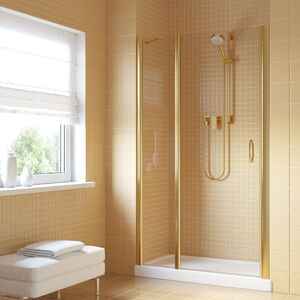 Душевая дверь Vegas Glass EP-F-1 LUX 140 09 crystalvision L профиль золото глянцевое, стекло crystalvision. Размер регулировки 139-142 см.