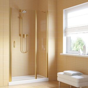 Душевая дверь Vegas Glass EP-F-1 LUX 140 09 crystalvision R профиль золото глянцевое, стекло crystalvision. Размер регулировки 139-142 см.