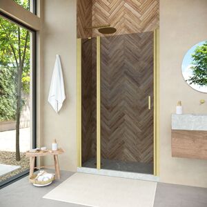 Душевая дверь Vegas Glass EP-F-1 NOVO 150 03 07 L профиль золото матовое, стекло графит. Размер регулировки 148,5-153,5 см.