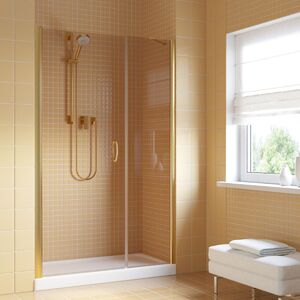 Душевая дверь Vegas Glass EP-F-2 LUX 125 09 05 L профиль золото глянцевое, стекло бронза. Размер регулировки 124-127 см.