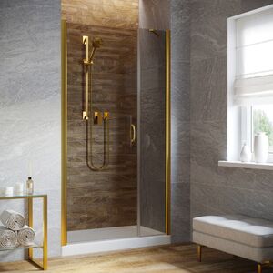 Душевая дверь Vegas Glass EP-F-2 LUX 150 09 07 L профиль золото глянцевое, стекло графит. Размер регулировки 149-152 см.