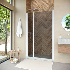Душевая дверь Vegas Glass EP-F-2 NOVO h2000 105 01 07 R профиль белый, стекло графит. Размер регулировки 102-107 см.