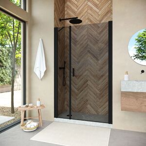 Душевая дверь Vegas Glass EP-F-2 NOVO 115 02М 07 R профиль черный матовый, стекло графит. Размер регулировки 112-117 см.