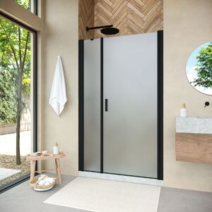 Душевая дверь Vegas Glass EP-F-2 NOVO h2000 115 02М 10 R профиль черный матовый, стекло сатин. Размер регулировки 112-117 см.
