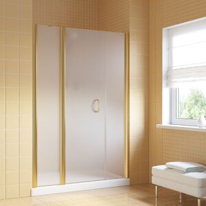 Душевая дверь Vegas Glass EP-2F LUX 130 09 10 L профиль золото глянцевое, стекло сатин. Размер регулировки 129-132 см.