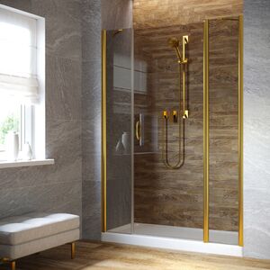 Душевая дверь Vegas Glass EP-2F LUX 140 09 07 R профиль золото глянцевое, стекло графит. Размер регулировки 139-142 см.