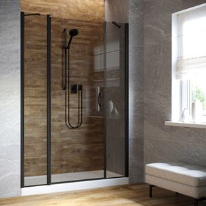 Душевая дверь Vegas Glass EP-2F LUX 150 02М 07 L профиль черный матовый, стекло графит. Размер регулировки 149-152 см.