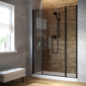 Душевая дверь Vegas Glass EP-2F LUX 185 02М 07 R профиль черный матовый, стекло графит. Размер регулировки 184-187 см.
