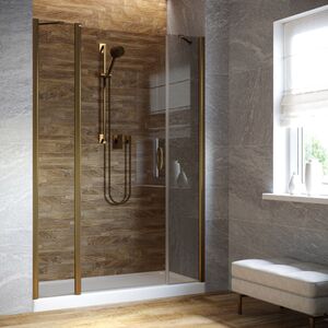 Душевая дверь Vegas Glass EP-2F LUX 185 05 07 L профиль бронза, стекло графит. Размер регулировки 184-187 см.
