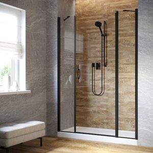 Душевая дверь Vegas Glass EP-2F LUX 195 02М 01 R профиль черный матовый, стекло прозрачное. Размер регулировки 194-197 см.