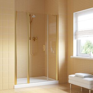Душевая дверь Vegas Glass EP-2F LUX 195 09 01 L профиль золото глянцевое, стекло прозрачное. Размер регулировки 194-197 см.