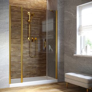 Душевая дверь Vegas Glass EP-2F LUX 195 09 07 L профиль золото глянцевое, стекло графит. Размер регулировки 194-197 см.
