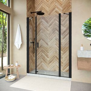 Душевая дверь Vegas Glass EP-2F NOVO h2000 145 02М 01 R профиль черный матовый, стекло прозрачное. Размер регулировки 143-148 см.