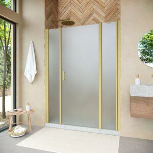 Душевая дверь Vegas Glass EP-2F NOVO h2000 165 03 10 R профиль золото матовое, стекло сатин. Размер регулировки 163-168 см.