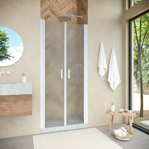 Душевая дверь Vegas Glass Е2Р NOVO h2000 120 01 02 профиль белый, стекло шиншилла. Размер регулировки 117,5-122,5 см.