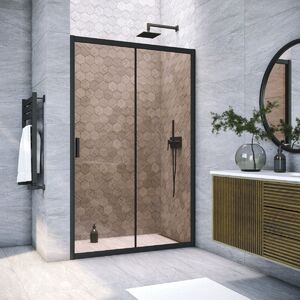 Душевая дверь Vegas Glass ZP NOVO h2000 110 02М 05 профиль черный матовый, стекло бронза. Размер регулировки 108-113 см.