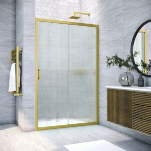 Душевая дверь Vegas Glass ZP NOVO h2000 125 03 Moru профиль золото матовое, стекло Moru. Размер регулировки 123-128 см.