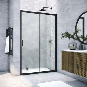 Душевая дверь Vegas Glass ZP NOVO h2000 130 02М 02 профиль черный матовый, стекло шиншилла. Размер регулировки 128-133 см.