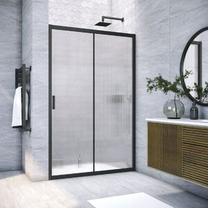Душевая дверь Vegas Glass ZP NOVO h2000 140 02М Moru профиль черный матовый, стекло Moru. Размер регулировки 138-143 см.