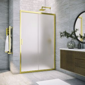 Душевая дверь Vegas Glass ZP TUR NOVO 140 09 10 профиль золото глянцевое, стекло сатин. Размер регулировки 138-143 см.