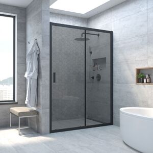 Душевая дверь Vegas Glass ZP NOVO h2000 145 02М 07 профиль черный матовый, стекло графит. Размер регулировки 143-148 см.