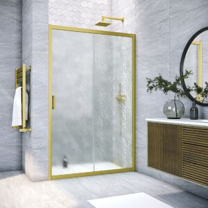 Душевая дверь Vegas Glass ZP NOVO h2000 145 03 02 профиль золото матовое, стекло шиншилла. Размер регулировки 143-148 см.