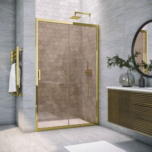 Душевая дверь Vegas Glass ZP TUR NOVO 145 09 05 профиль золото глянцевое, стекло бронза. Размер регулировки 143-148 см.