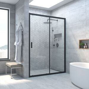 Душевая дверь Vegas Glass ZP NOVO h2000 160 02М 01 профиль черный матовый, стекло прозрачное. Размер регулировки 158-163 см.