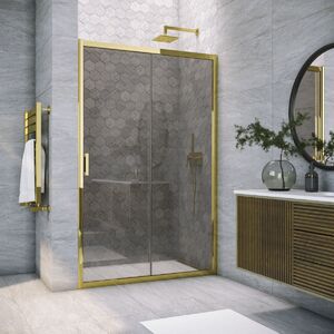 Душевая дверь Vegas Glass ZP TUR NOVO 180 09 07 профиль золото глянцевое, стекло графит. Размер регулировки 178-183 см.