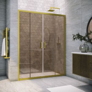 Душевая дверь Vegas Glass Z2P NOVO h2000 165 03 05 профиль золото матовое, стекло бронза. Размер регулировки 163-168 см.