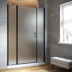 Душевая дверь Vegas Glass EP-2F LUX 150 02М 02 L профиль черный матовый, стекло шиншилла. Размер регулировки 149-152 см.
