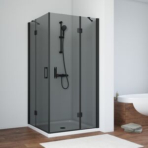 Душевой уголок Vegas Glass AFA NOVO 120 02М 07 стекло графит, профиль черный, 120х120 см