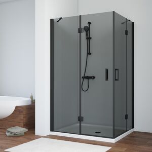 Душевой уголок Vegas Glass AFA-F NOVO 110*100 02М 07 L стекло графит, профиль черный, 110х100 см