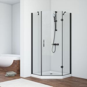 Душевой уголок Vegas Glass AFA-Pen NOVO 110 02М 01 R стекло прозрачное, профиль черный, 110х110 см
