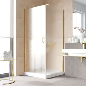 Душевой уголок Vegas Glass EP-Fis LUX 80 09 02 L стекло шиншилла, профиль золото, 80х80 см