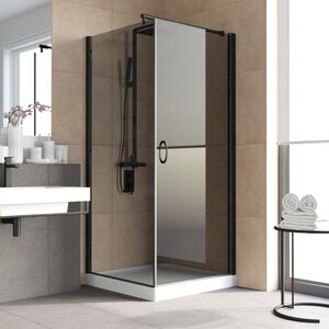 Душевой уголок Vegas Glass EP-Fis LUX 90*80 02М 07 R стекло графит, профиль черный, 90х80 см