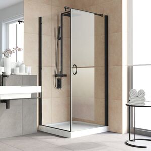 Душевой уголок Vegas Glass EP-Fis LUX 90*100 02М crystalvision R стекло crystalvision, профиль черный, 90х100 см