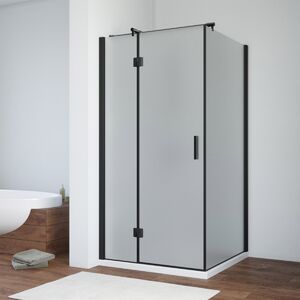 Душевой уголок Vegas Glass AFP-Fis NOVO 120*80 02М 02 L стекло шиншилла, профиль черный, 120х80 см
