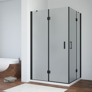Душевой уголок Vegas Glass AFA-F NOVO 100*80 02М 02 L стекло шиншилла, профиль черный, 100х80 см