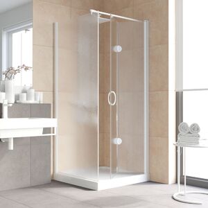 Душевой уголок Vegas Glass GPS-Fis LUX 90*110 01 02 R стекло шиншилла, профиль белый, 90х110 см