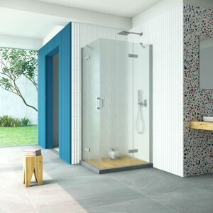 Душевой уголок Vegas Glass AFA-F Retta 90*80 07 02 R стекло шиншилла, профиль матовый хром, 90х80 см