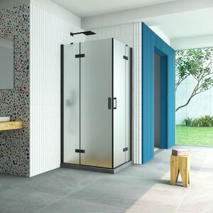 Душевой уголок Vegas Glass AFA-F Retta 90*80 02М 10 L стекло сатин, профиль черный, 90х80 см