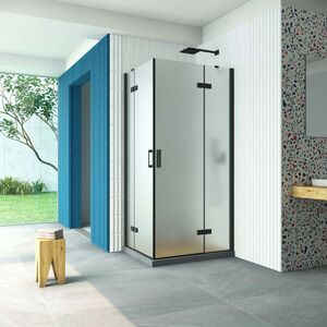 Душевой уголок Vegas Glass AFA-F Retta 100*80 02М 10 R стекло сатин, профиль черный, 100х80 см