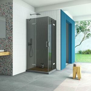 Душевой уголок Vegas Glass AFA-F Retta 100*90 07 07 L стекло графит, профиль матовый хром, 100х90 см